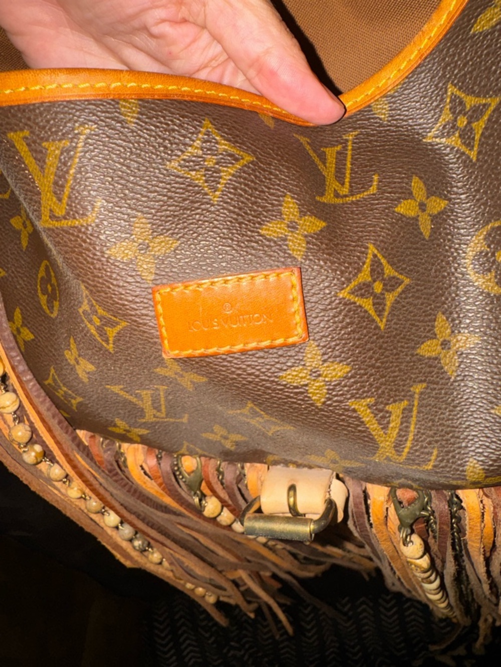 Louis Vuitton Brown Monogram Fringe Crossbody Bag with Tan Trim - Picture 2 of 6